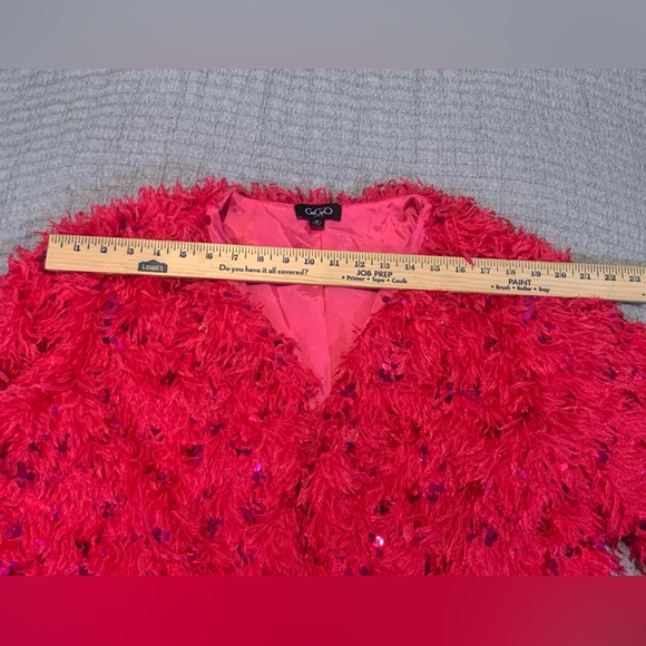 Women’s PINK Feather and Sequin Jacket Size Medium Barbie Boho Legally Blond - Picture 8 of 11